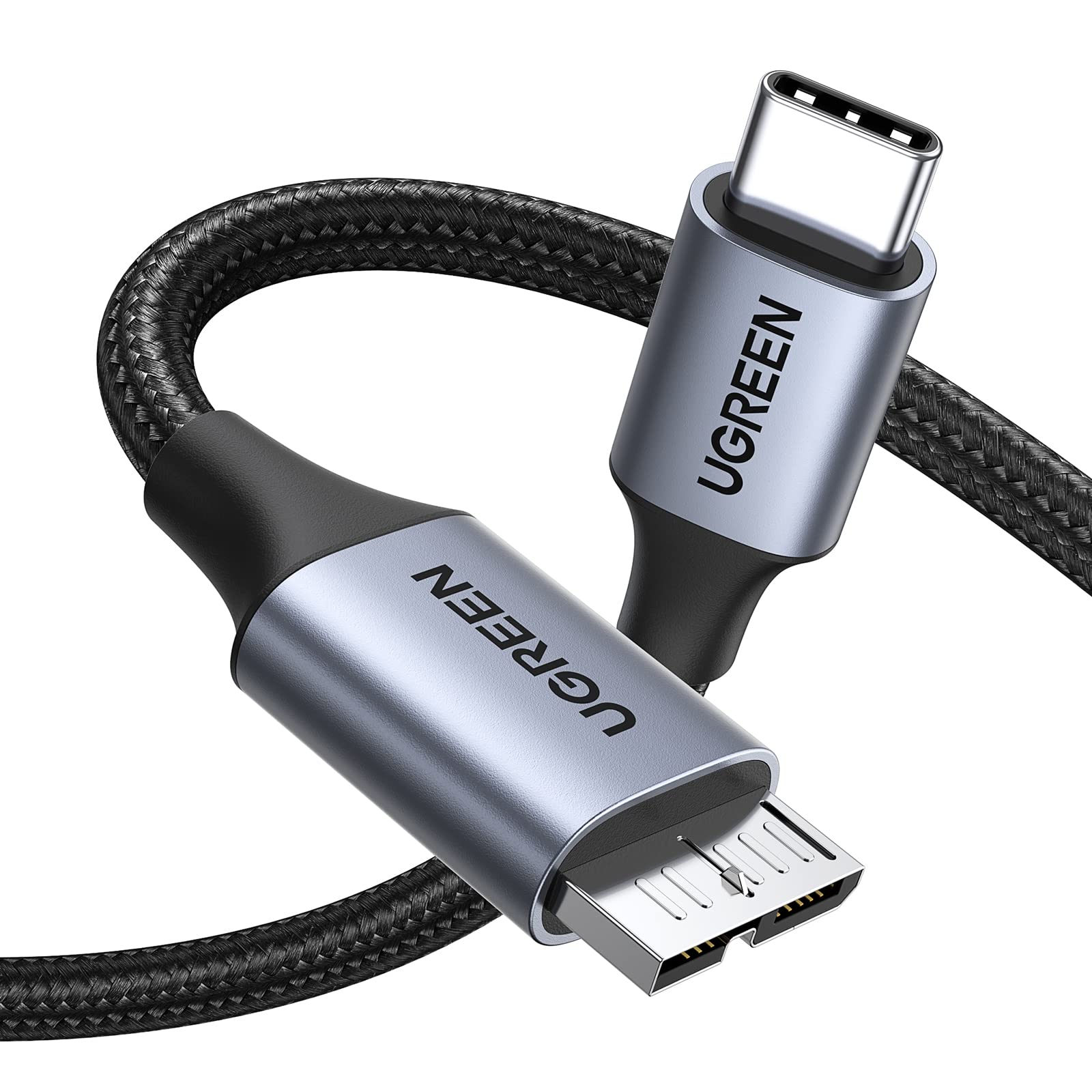 UGREEN USB C to Micro B ケーブル 0.5m USB 3.1 10Gbps高速データ転送 外付けhddケーブル マイクロB変換ケーブル 外付けHDD/SSD ハードドライブ/Ma