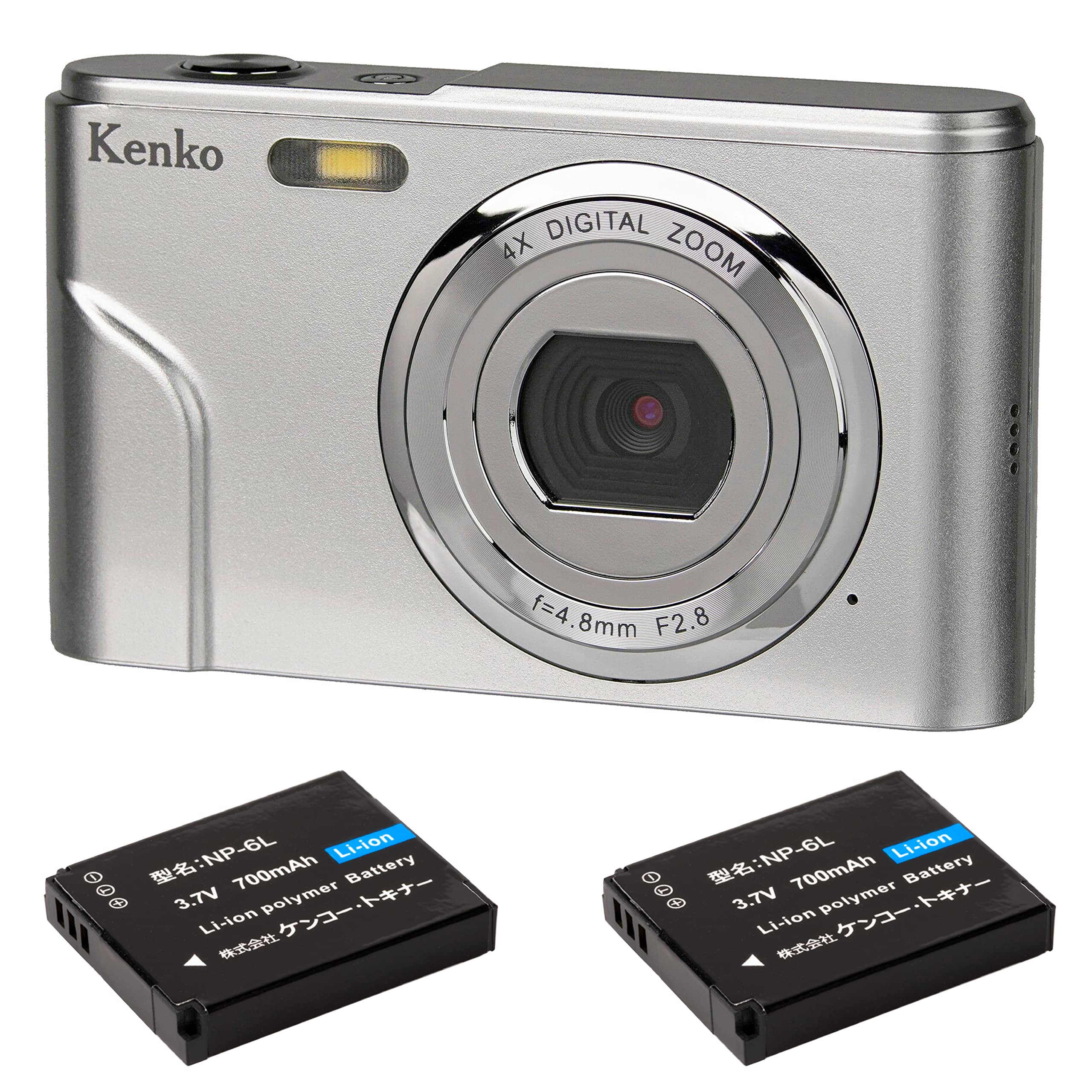 ケンコー Kenko コンパクトデジタルカメラ KC-03TYST バッテリー2個セット 有効画素数800万画素 デジタルズーム4倍 1080p動画撮影 144091