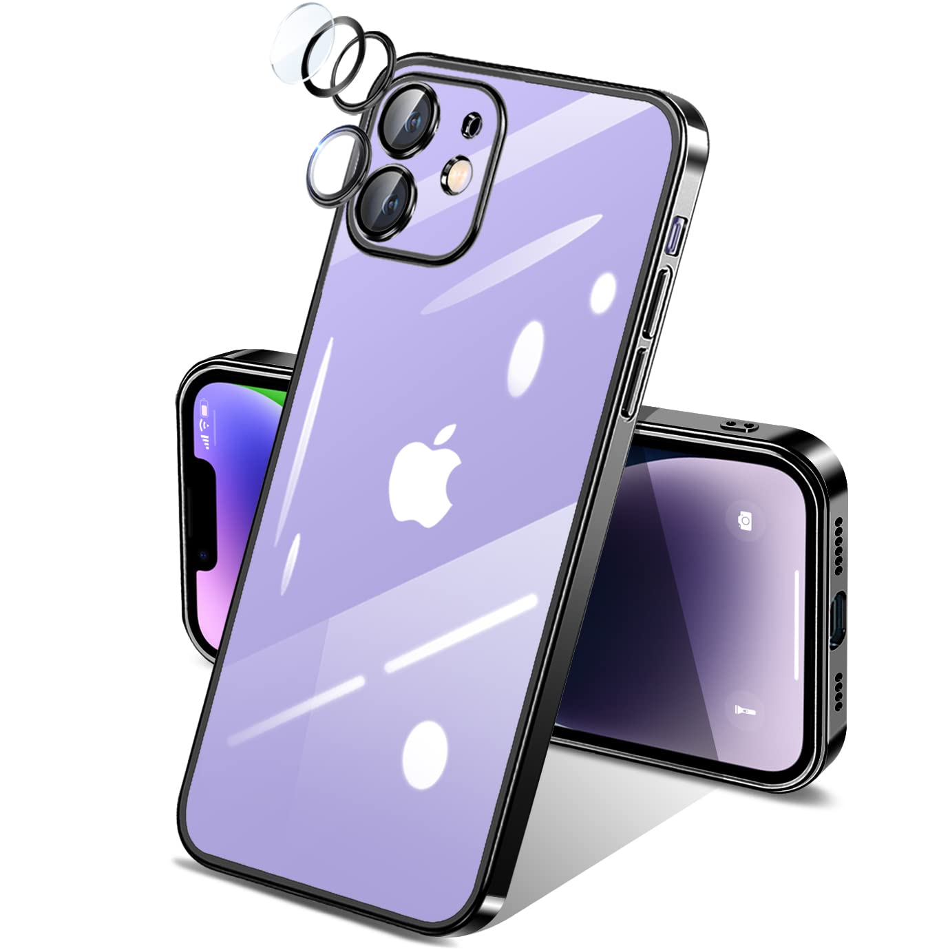 i Phone12 ケース クリア 一体型 カメラ レンズ 保護 付き 透明 米軍MIL規格 落下防止 メッキ加工 耐衝撃 吸収 保護 頑丈 薄 型 軽量 黄ばみ防止 ワイヤレス magsafe充電対