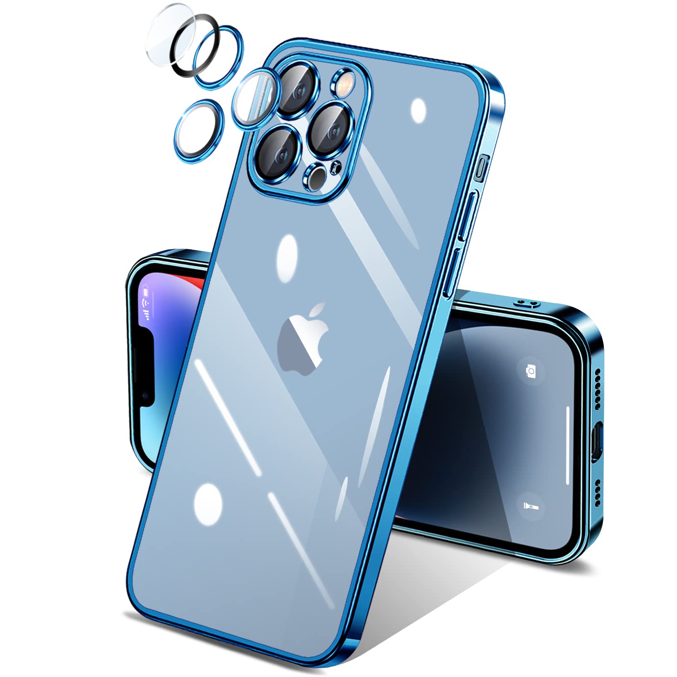 i Phone13 Pro max ケース クリア 一体型 カメラ レンズ 保護 付き 透明 米軍MIL規格 落下防止 メッキ加工 耐衝撃 吸収 保護 頑丈 薄 型 軽量 黄ばみ防止 ワイヤレス ma