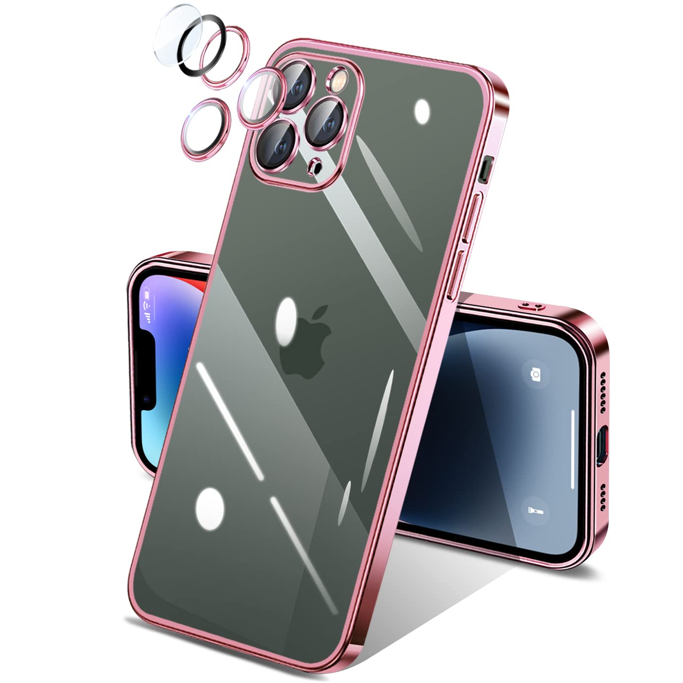 i Phone11 Pro max ケース クリア 一体型 カメラ レンズ 保護 付き 透明 米軍MIL規格 落下防止 メッキ加工 耐衝撃 吸収 保護 頑丈 薄 型 軽量 黄ばみ防止 ワイヤレス ma