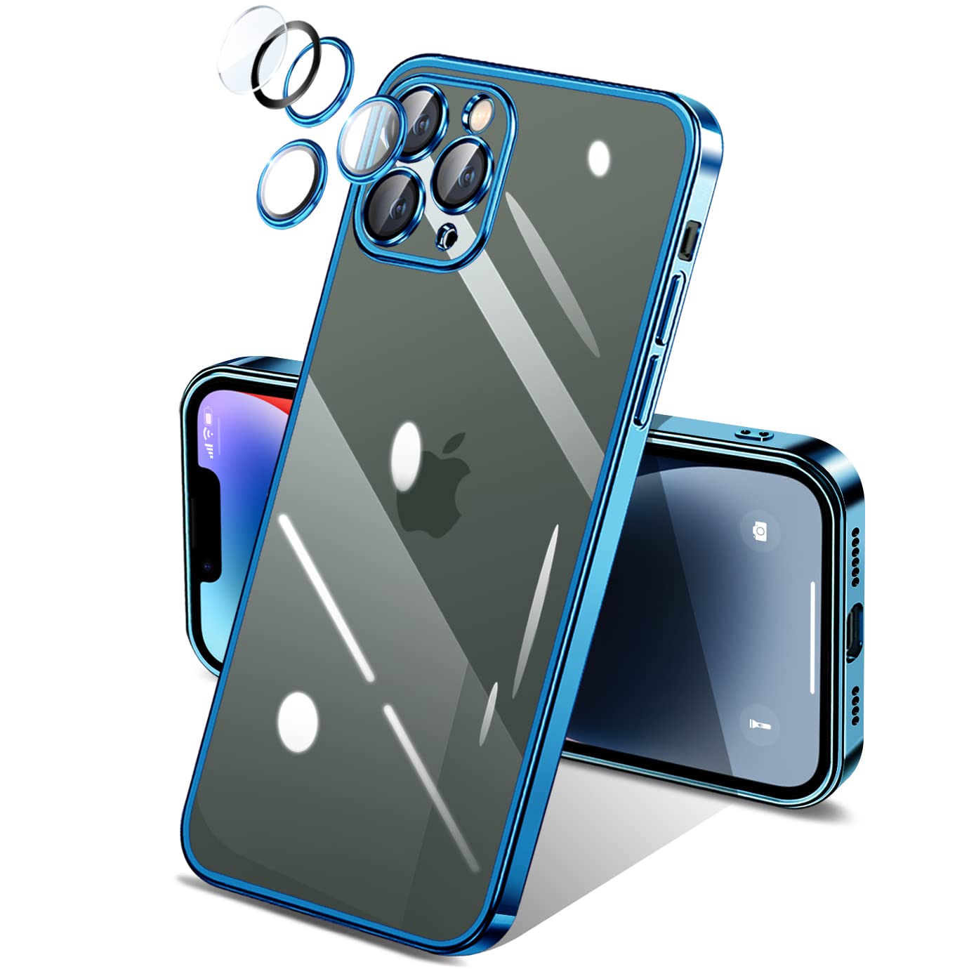 i Phone11 Pro max ケース クリア 一体型 カメラ レンズ 保護 付き 透明 米軍MIL規格 落下防止 メッキ加工 耐衝撃 吸収 保護 頑丈 薄 型 軽量 黄ばみ防止 ワイヤレス ma