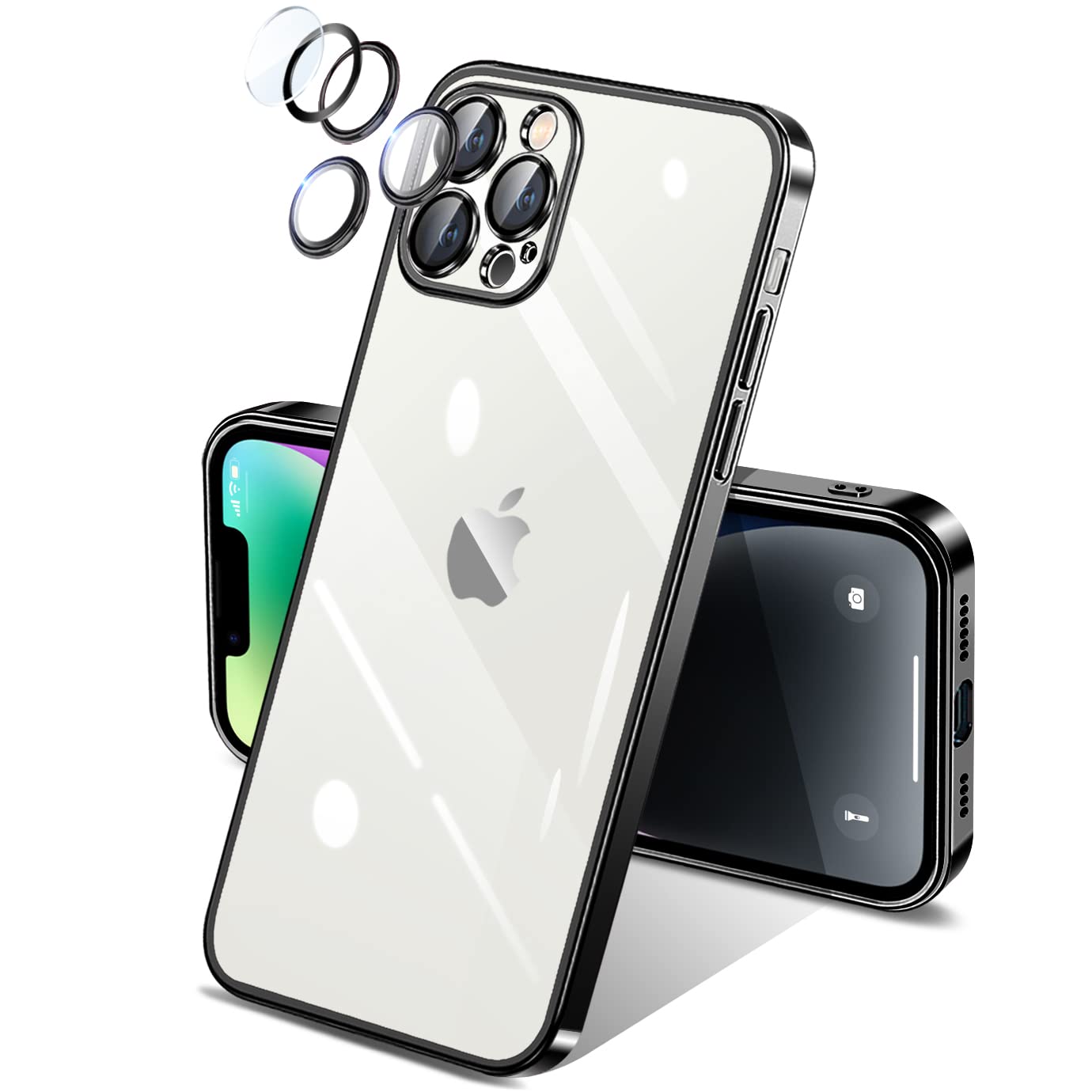 iPhone12 Pro max ケース クリア 一体型 カメラ レンズ 保護 付き 透明 米軍MIL規格 落下防止 メッキ加工 耐衝撃 吸収 保護 頑丈 薄 型