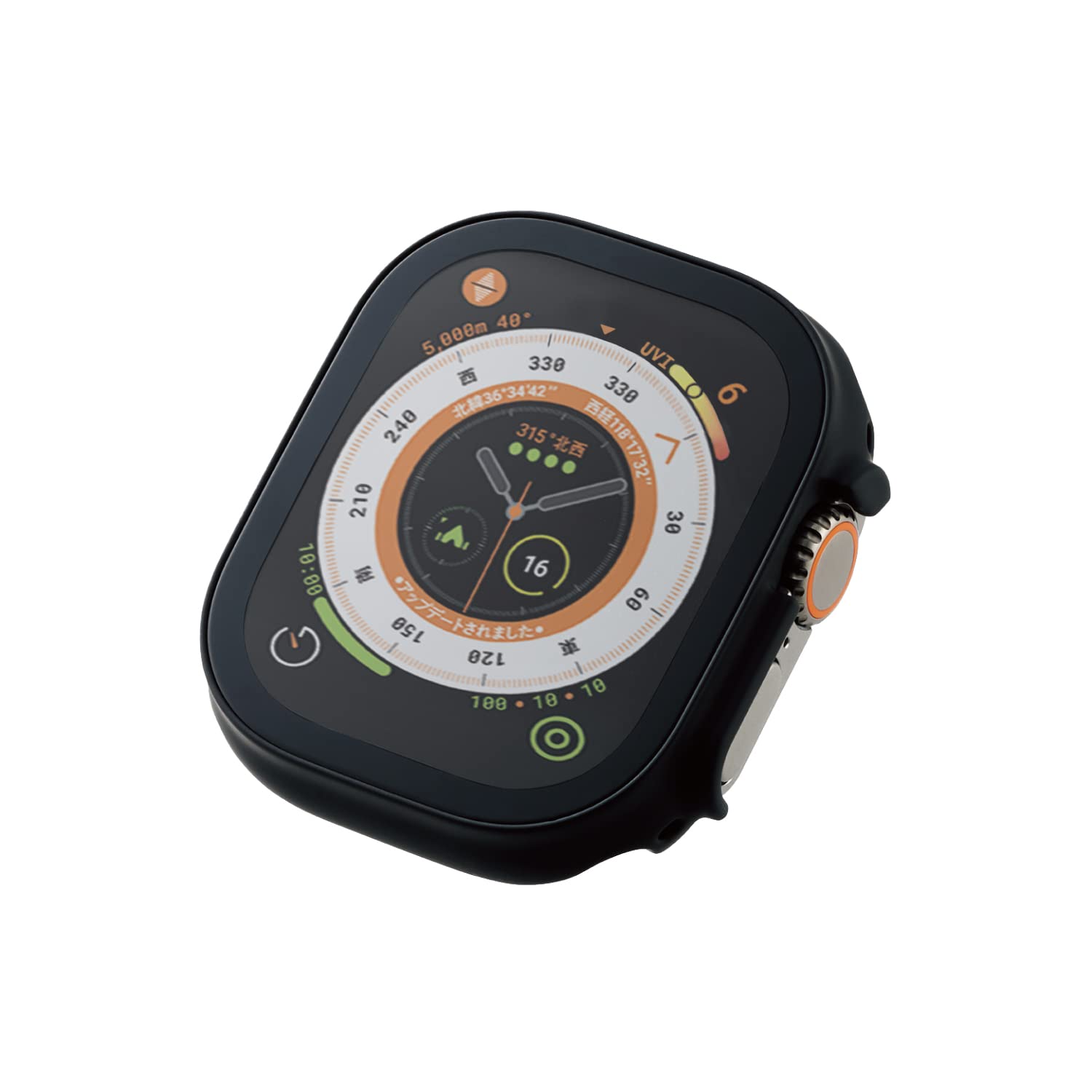 エレコム Apple Watch Ultra 49mm カバー ケース ガラス 10H 指紋防止 ブラック AW-22CFCGBK