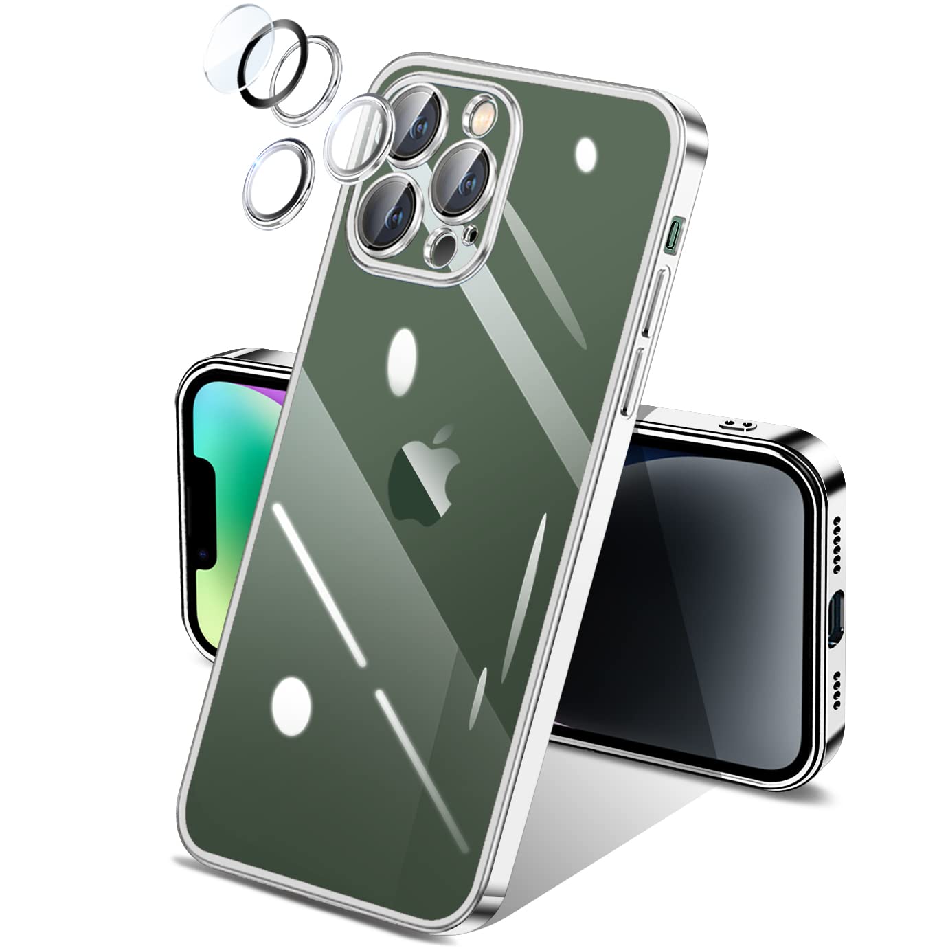 iPhone13 Pro ケース クリア 一体型 カメラ レンズ 保護 付き 透明 米軍MIL規格 落下防止 メッキ加工 耐衝撃 吸収 保護 頑丈 薄 型 軽量