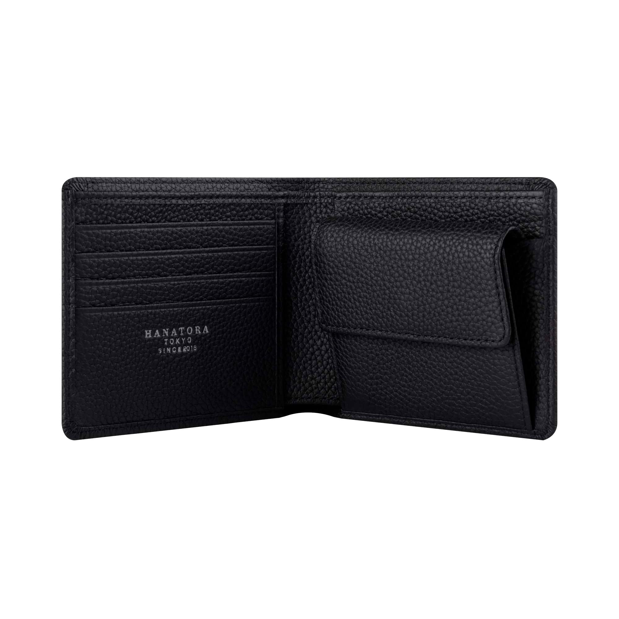 [hanatora] 本革 ミニ財布 シュリンクレザー 二つ折り財布 薄型 小さい財布 スリム コンパクト カードケース レディース メンズ サイフ