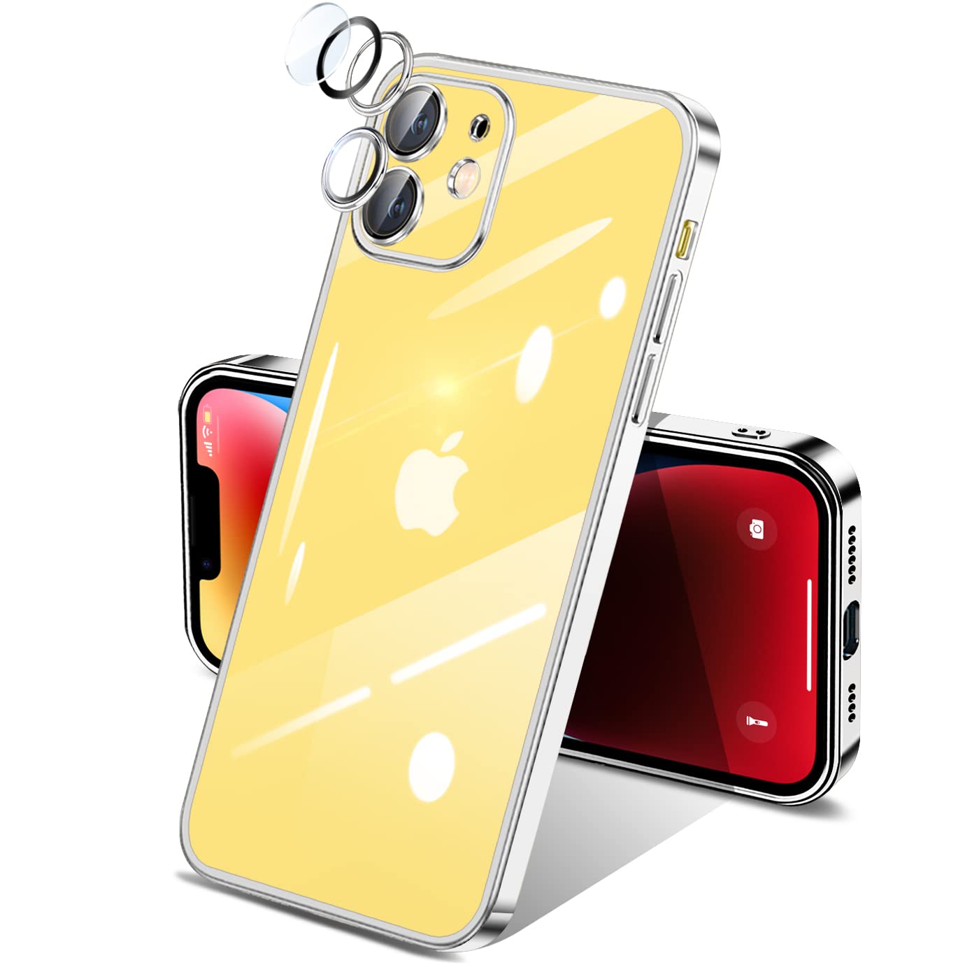i Phone11 ケース クリア 一体型 カメラ レンズ 保護 付き 透明 米軍MIL規格 落下防止 メッキ加工 耐衝撃 吸収 保護 頑丈 薄 型 軽量 黄ばみ防止 ワイヤレス magsafe充電対