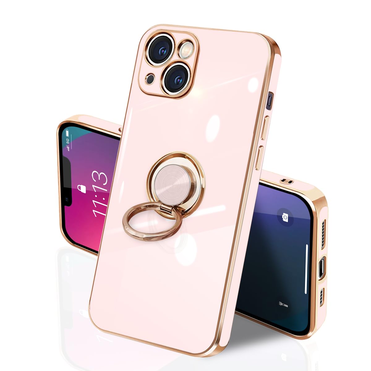 i Phone 13Mini ケース リング付き イフォン13Mini リング TPU カバー 全面保護 耐衝撃 スマホケース 360°回転 スタンド機能 携帯カバー 車載ホルダー対応 ストラップホー