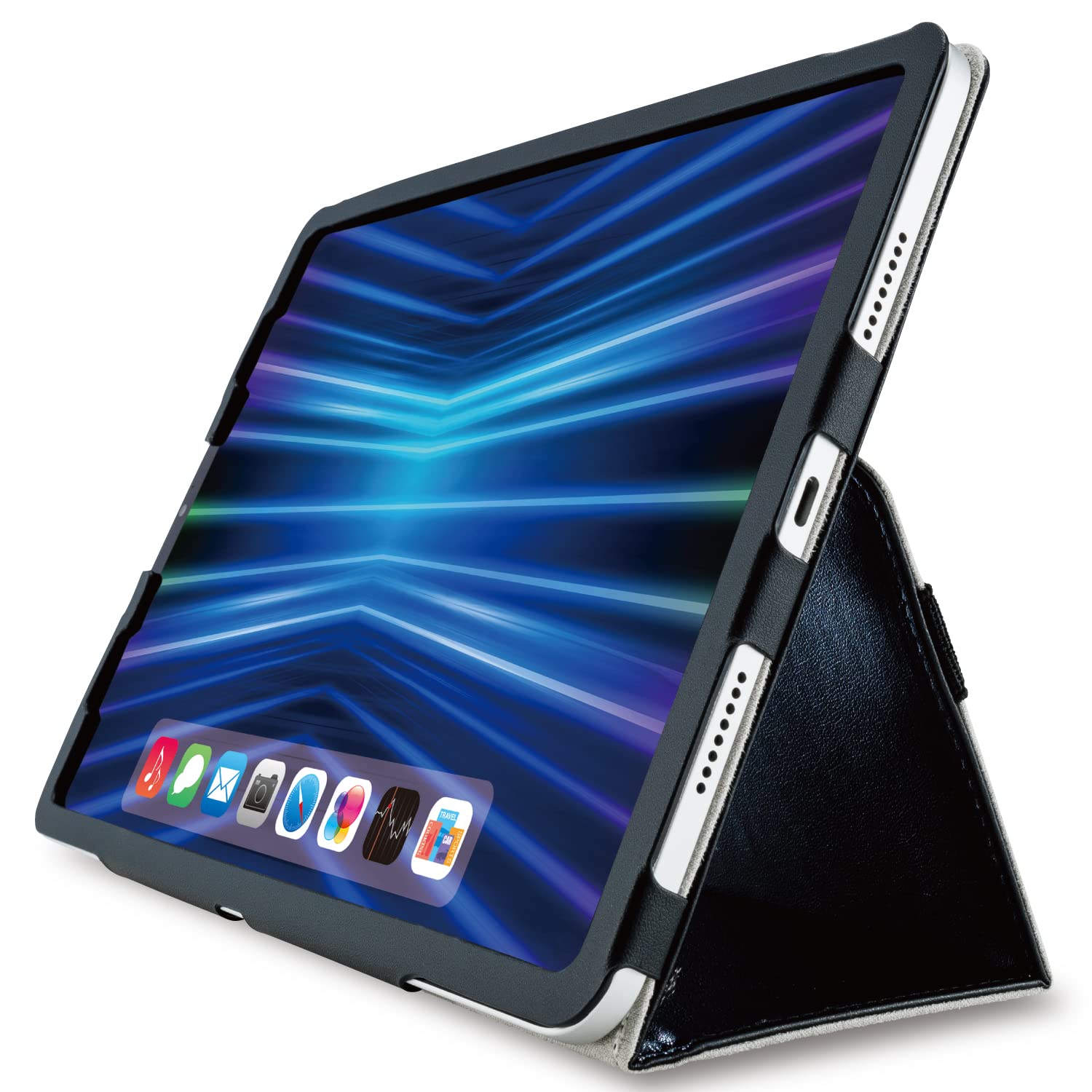 エレコム i Pad Pro 11 第4世代 （2022年） ケース カバー フラップケース 2アングル ソフトレザー素材 ブラック TB-A22PMPLFBK