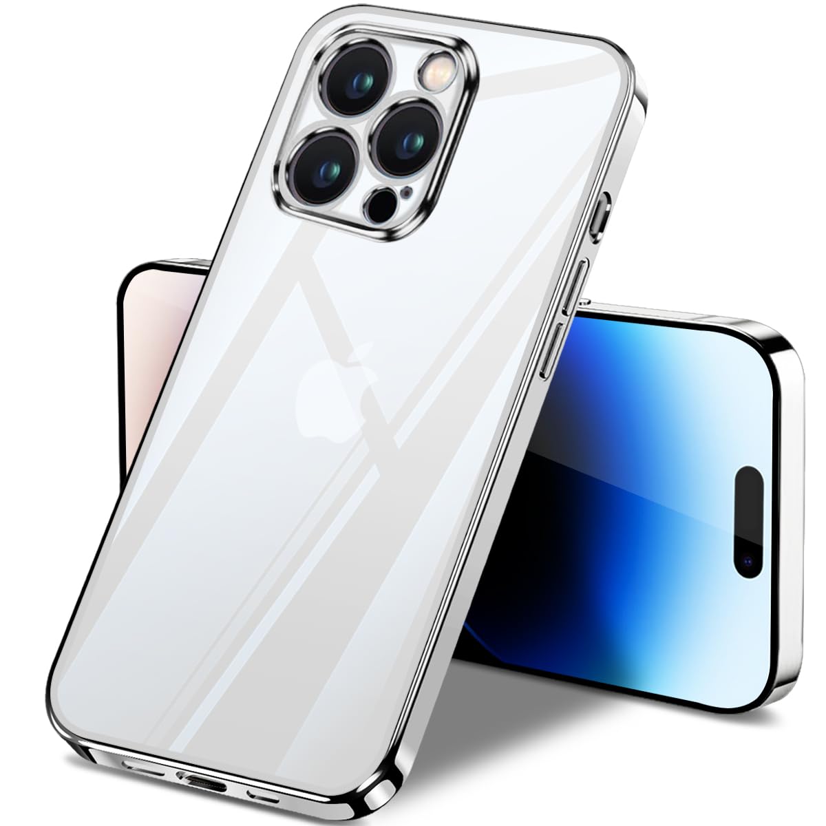 i Phone 14 Pro ケース クリア 全面保護 いpほね14pro カバー アイフォン14Pro ソフト 透明 スマホケース TPU 薄型 耐衝撃 軽量 メッキ加工 携帯カバー ストラップホー