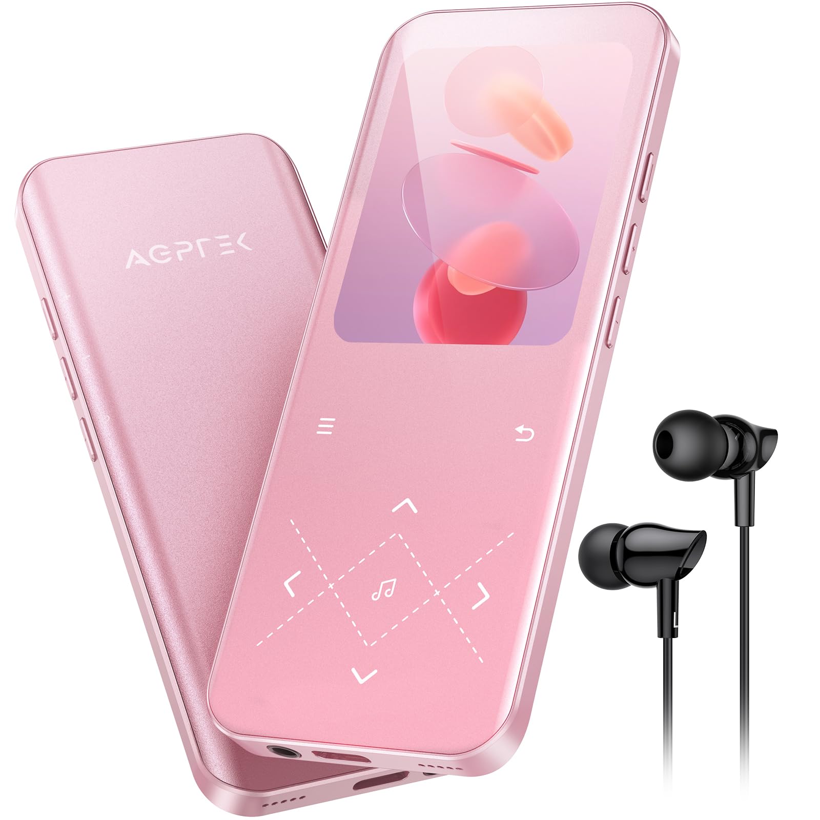 AGPTEK MP3プレーヤー Bluetooth5.3 内蔵32GB 大容量 ウォークマン 2.4インチパネル 金属フレーム オシャレ ロスレス音質 48H音楽再生時