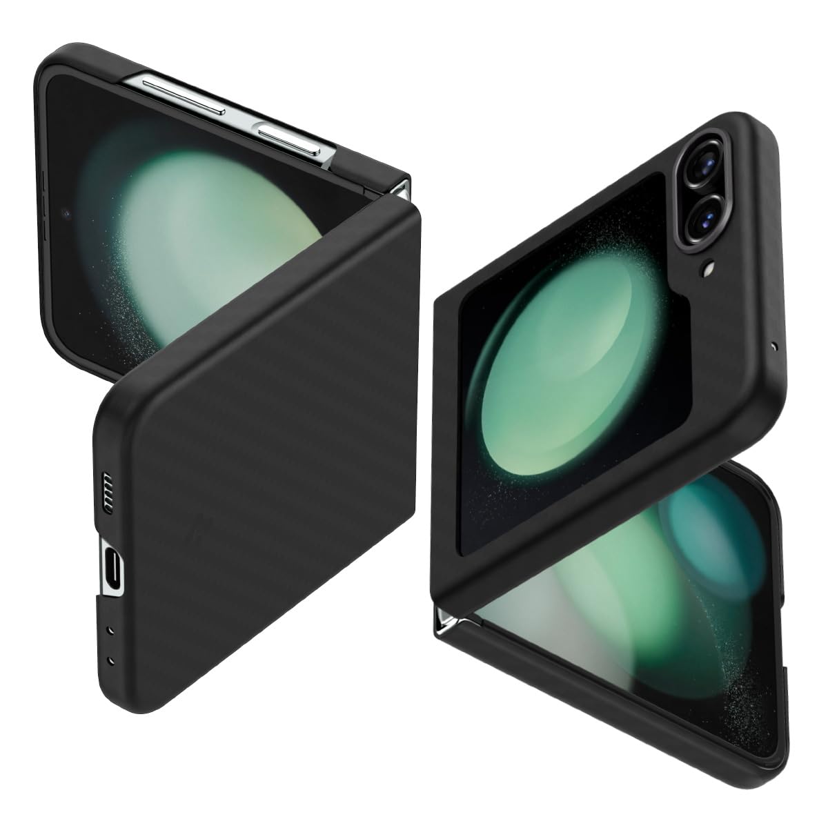 Spigen Galaxy Z Flip 5 ケース マット カーボン 超軽量 超薄型 黄ばみ無し レンズ保護 [ 厚さ 0.9ｍｍ ] 重さ17.1 パーフェクト・フィット ワイヤレス充電対応 エア