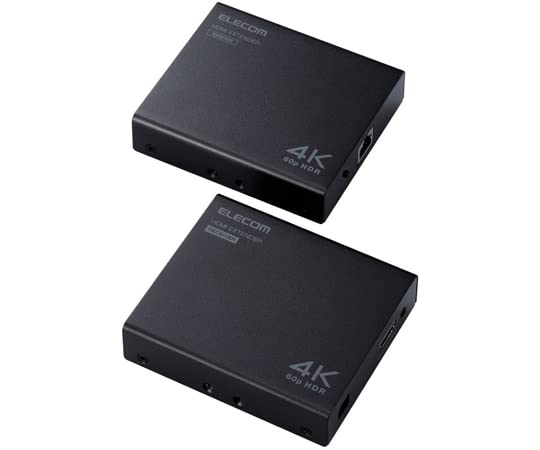 エレコム HDMIエクステンダー （4K60Hz対応) 最大70mの延長 長距離伝送 HDMI2.0b対応 HDCP 2.2対応 Po E対応 数台のディスプレイへの接続も可能 18Gbps メタル 