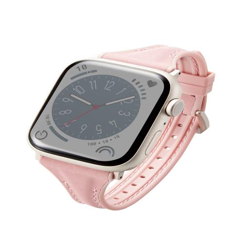 [エレコム] アップルウォッチ Watch バンド 49mm 45mm 44mm 42mm / Ultra SE2 SE 8 7 6 5 4 3 2 1 対応 革 レザー TPU スリム ダスティピン