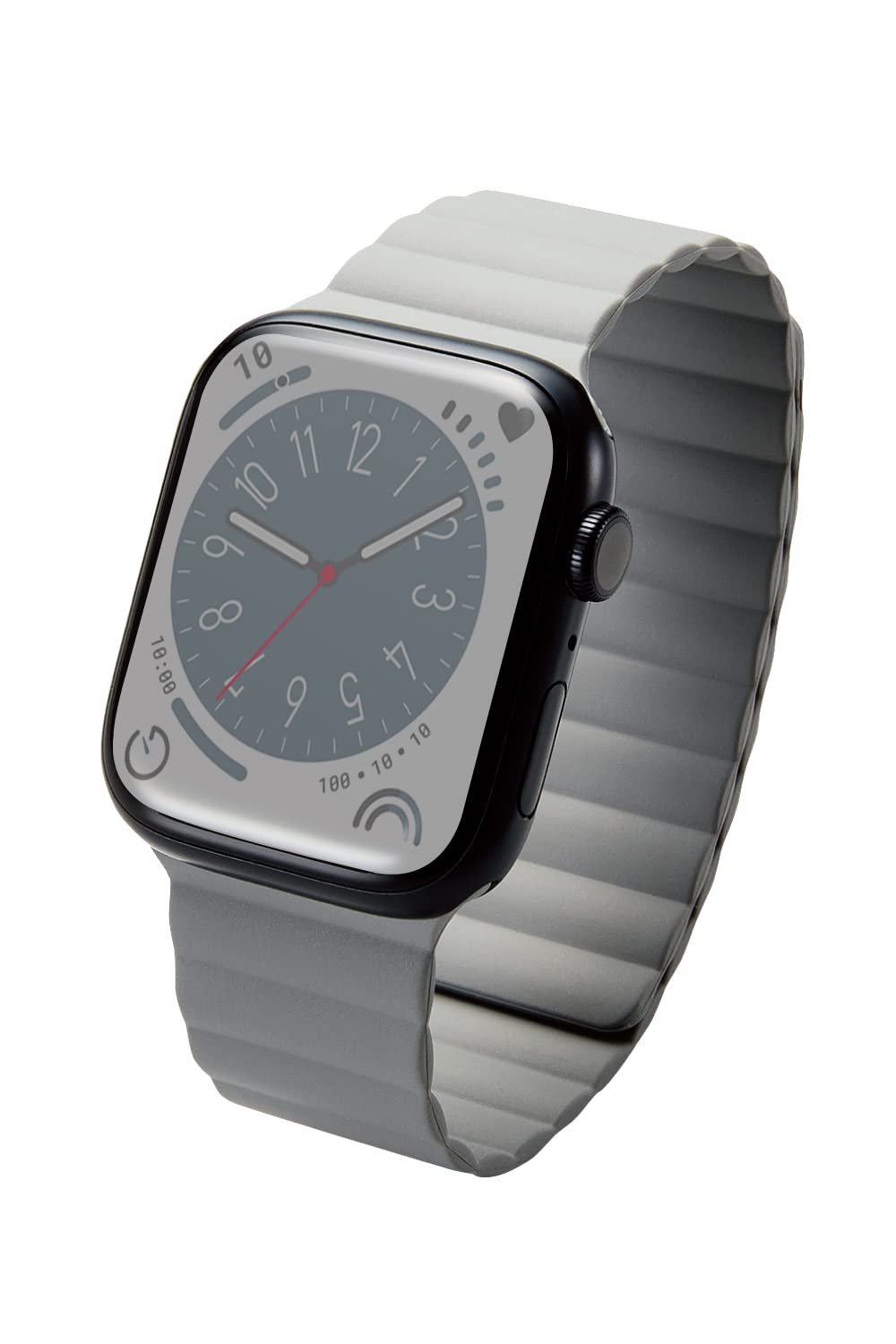 [エレコム] アップルウォッチ Watch バンド 49mm 45mm 44mm 42mm / Ultra SE2 SE 8 7 6 5 4 3 2 1 対応 シリコン マグネット 簡単装着 グレー 