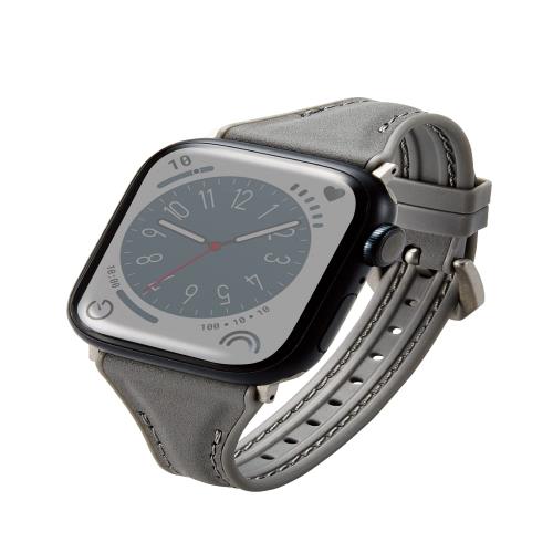 [エレコム] アップルウォッチ Watch バンド 41mm 40mm 38mm / SE2 SE 8 7 6 5 4 3 2 1 対応 革 レザー TPU スリム チャコールブラック AW-41BD
