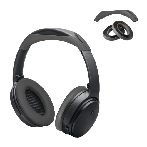 kwmobile 3x Bose QC45 / QC35 / QC25 / AE2 / QC1 対応 カバー - ヘッドバンド イヤーパッド 防塵 ソフト シリコン - グレー