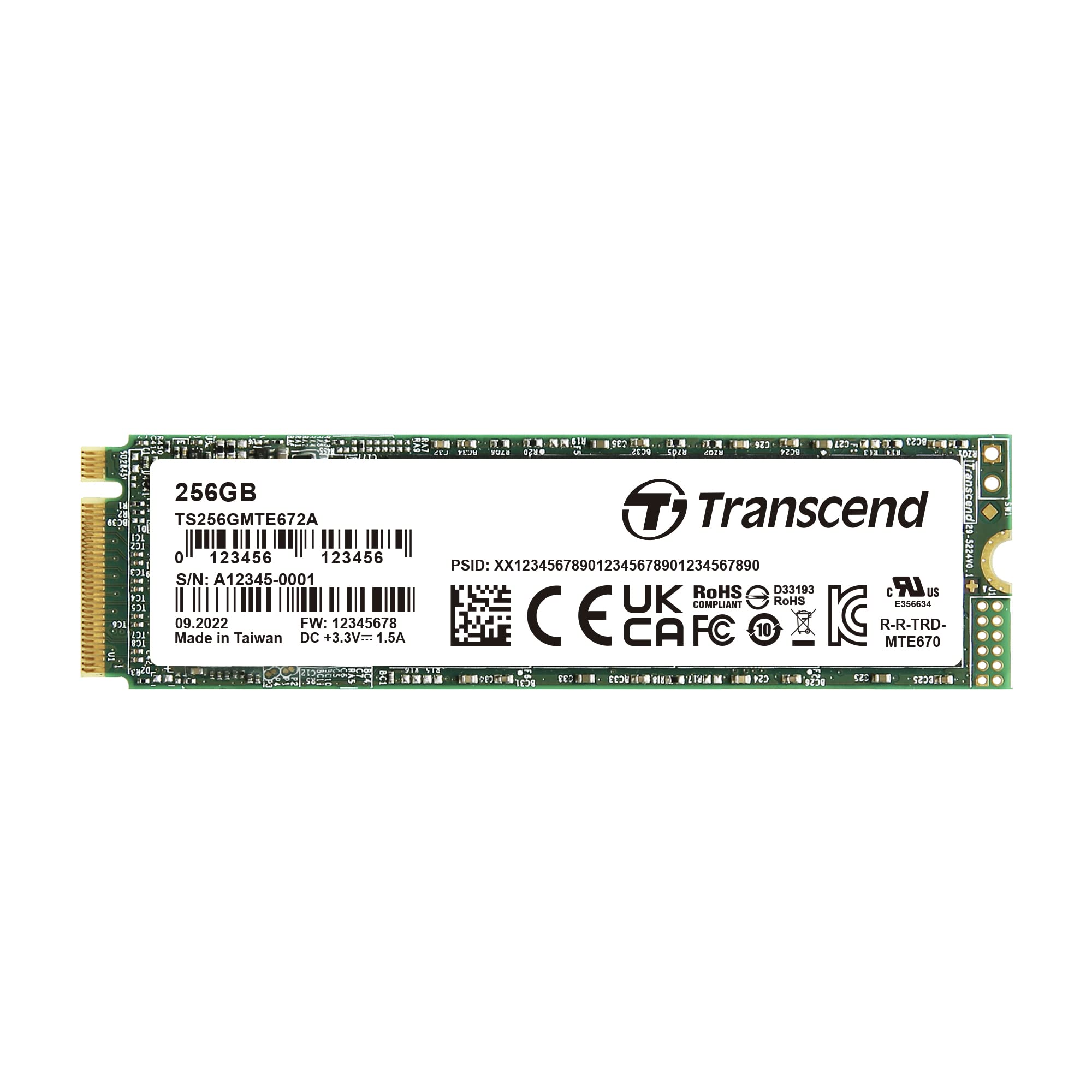 トランセンドジャパン 業務用/産業用 256GB M.2-2280 PCIe Gen3x4 NVMe/TCG Opal 2.0対応自己暗号化ドライブ(SED)/M Key BiCS5 3D TLC NA