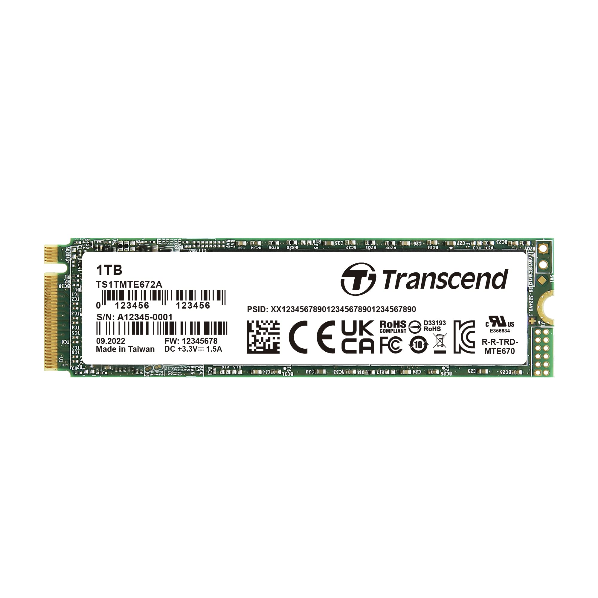トランセンドジャパン 業務用/産業用 1TB M.2-2280 PCIe Gen3x4 NVMe/TCG Opal 2.0対応自己暗号化ドライブ(SED)/M Key BiCS5 3D TLC NAND