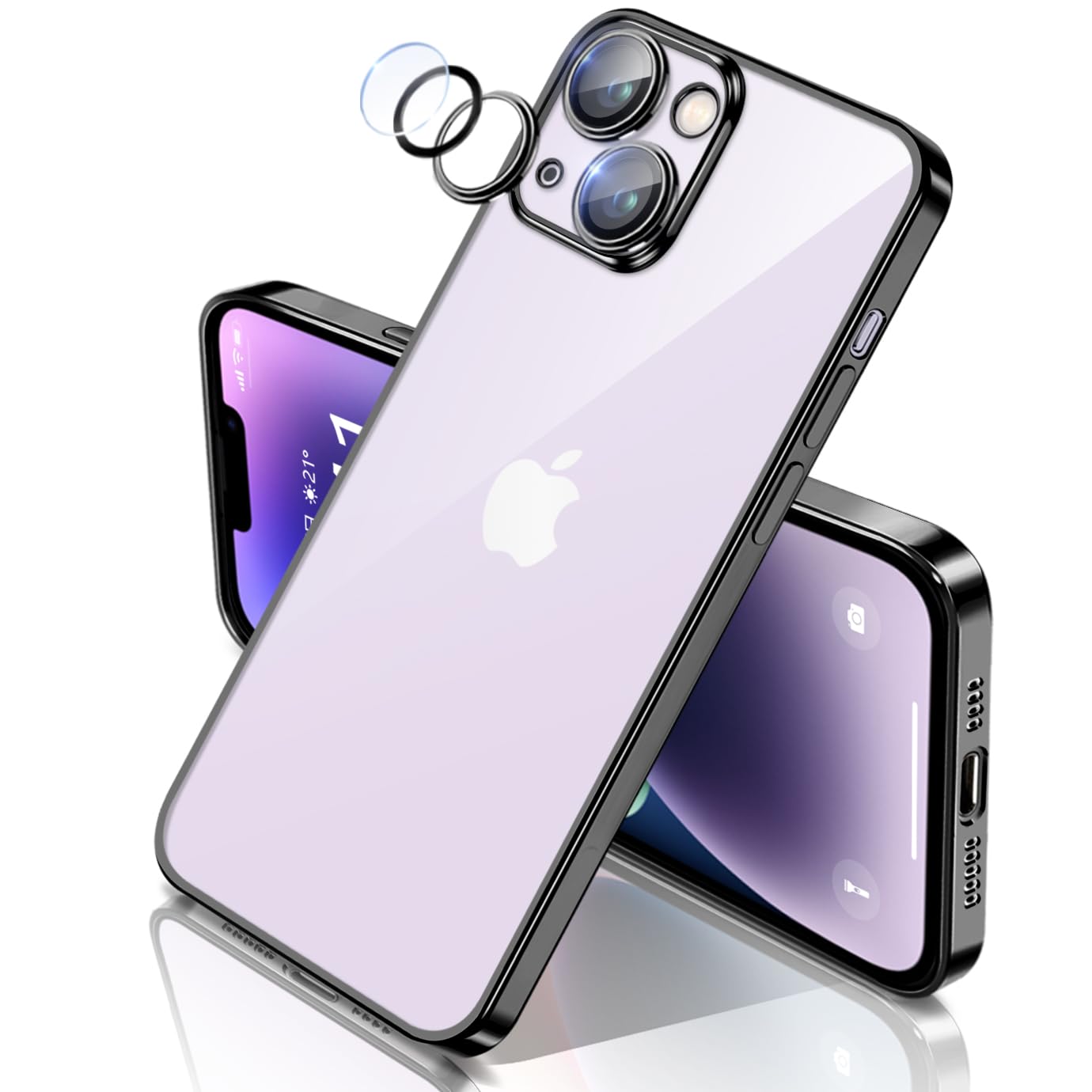 i Phone14 Plus ケース クリア 一体型 カメラ レンズ 保護 付き 透明 米軍MIL規格 落下防止 メッキ加工 耐衝撃 吸収 保護 頑丈 薄 型 軽量 黄ばみ防止 ワイヤレス magsa