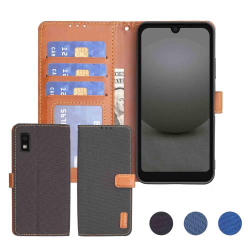Anrek AQUOS wish3/SH-53D/A302SH/A303SH 対応 SHARP デニム材料 手帳ケース (ブラック) アクオス ウィッシュ スリー ケース カバー 手帳型 カード収納 