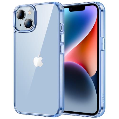 JEDirect i Phone 14 Plus 6.7インチ用 黄ばみなし 保護ケース 衝撃吸収 バンパーカバー 傷つけ防止 クリアバック (シエラブルー)