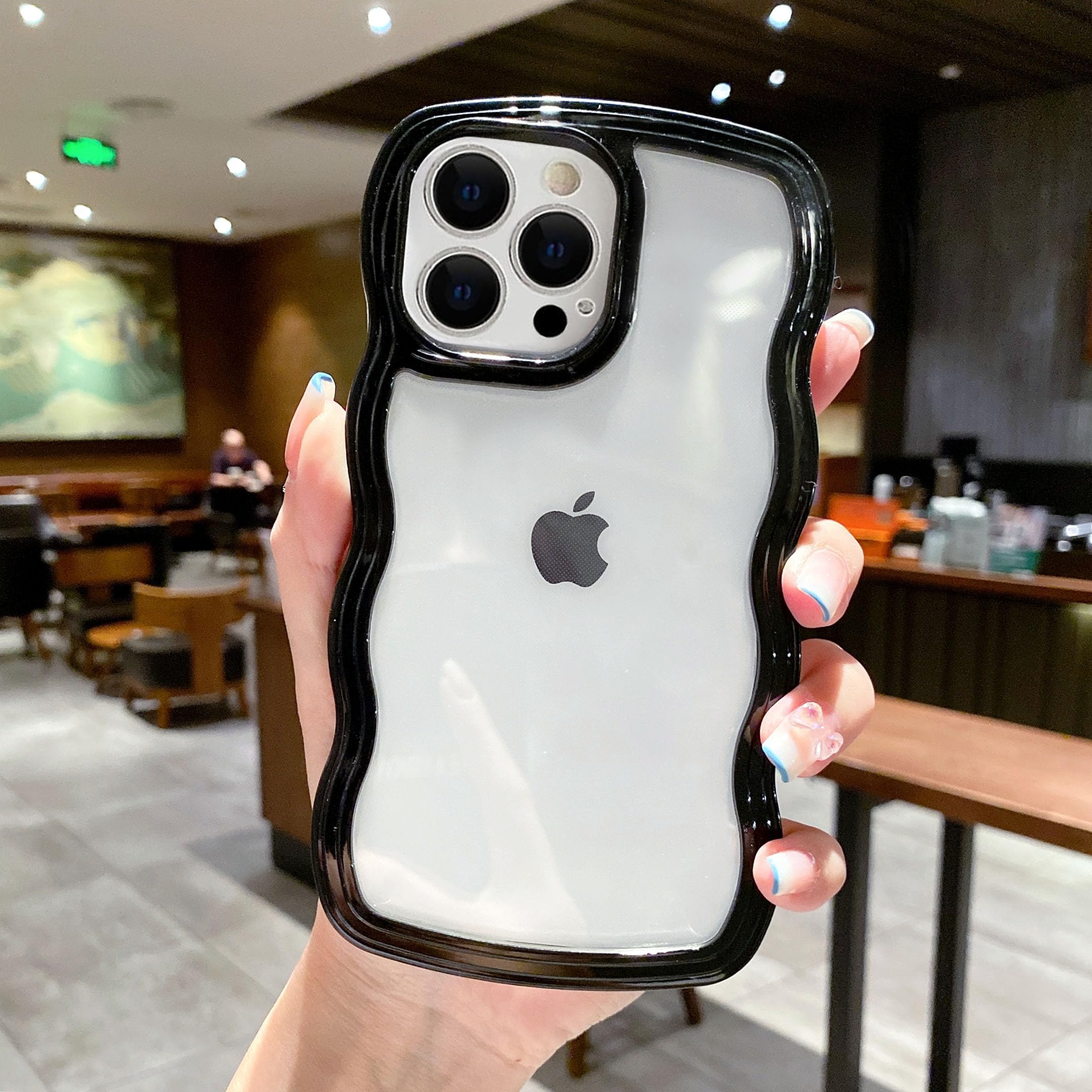 QLTYPRI i Phone 15 Pro Maxケース クリア TPUカバー おしゃれ 韓国 可愛い 透明 薄型 軽量 耐衝撃 スマホケース ワイヤレス充電対応 ストラップホール付き アイフォン 