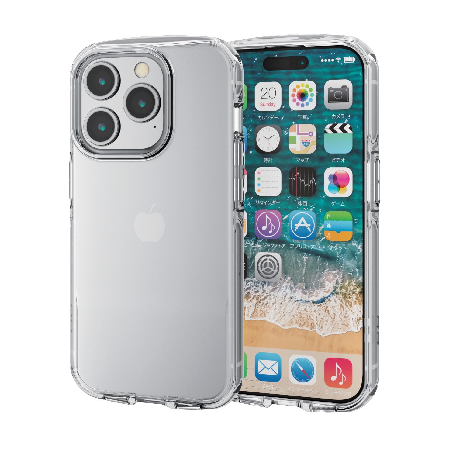エレコム i Phone15 Pro ケース TOUGH SLIM LITE ソフト オールクリア ストラップシート付き ストラップホール付き クリア PM-A23CTSLUCCR