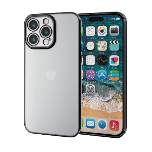 エレコム i Phone15 Pro Max ケース カメラ保護 ソフト メタリック加工 メタリックブラック PM-A23DUCTMKBK