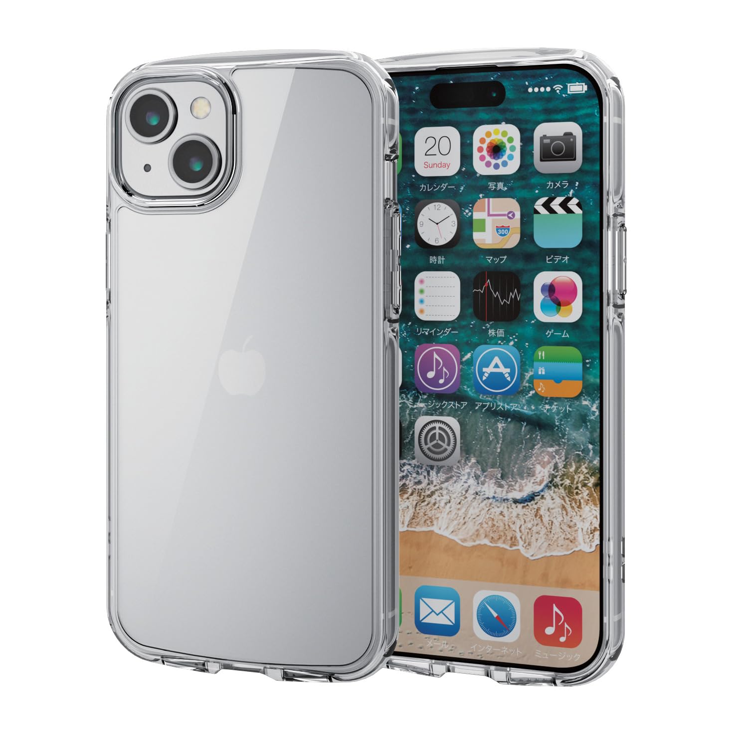 エレコム i Phone15 Plus ケース TOUGH SLIM LITE オールクリア 耐衝撃 衝撃吸収 薄型 軽量 ストラップシート付き ストラップホール付き [全周配置のエアークッションが衝