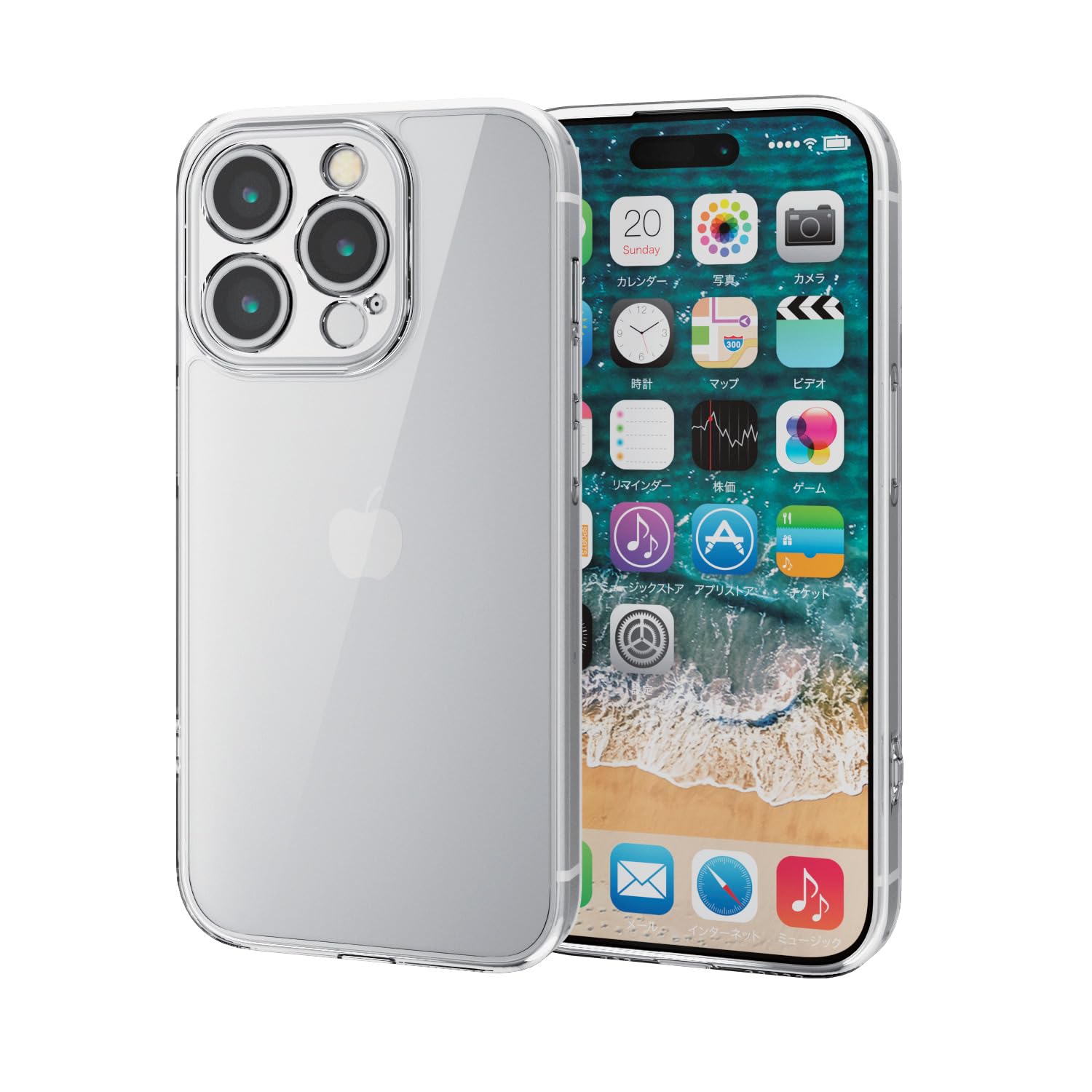 エレコム iPhone15 Pro ケース カメラ保護 耐衝撃 衝撃吸収 ハイブリッド素材 四つ角エアークッション ストラップホール付き [カメラ・ス