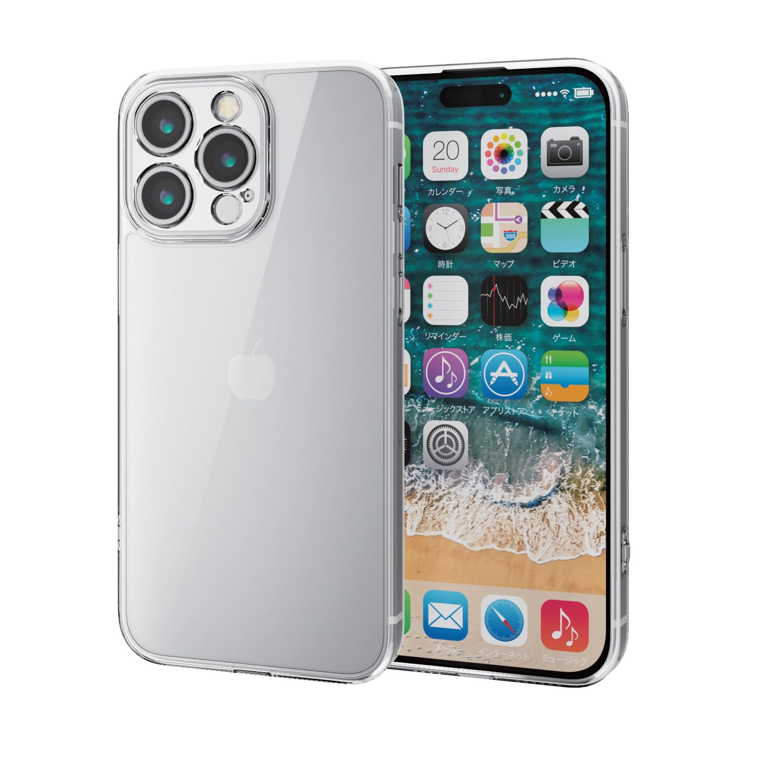 エレコム iPhone15 Pro Max ケース カメラ保護 耐衝撃 衝撃吸収 ハイブリッド素材 四つ角エアークッション ストラップホール付き [カメラ