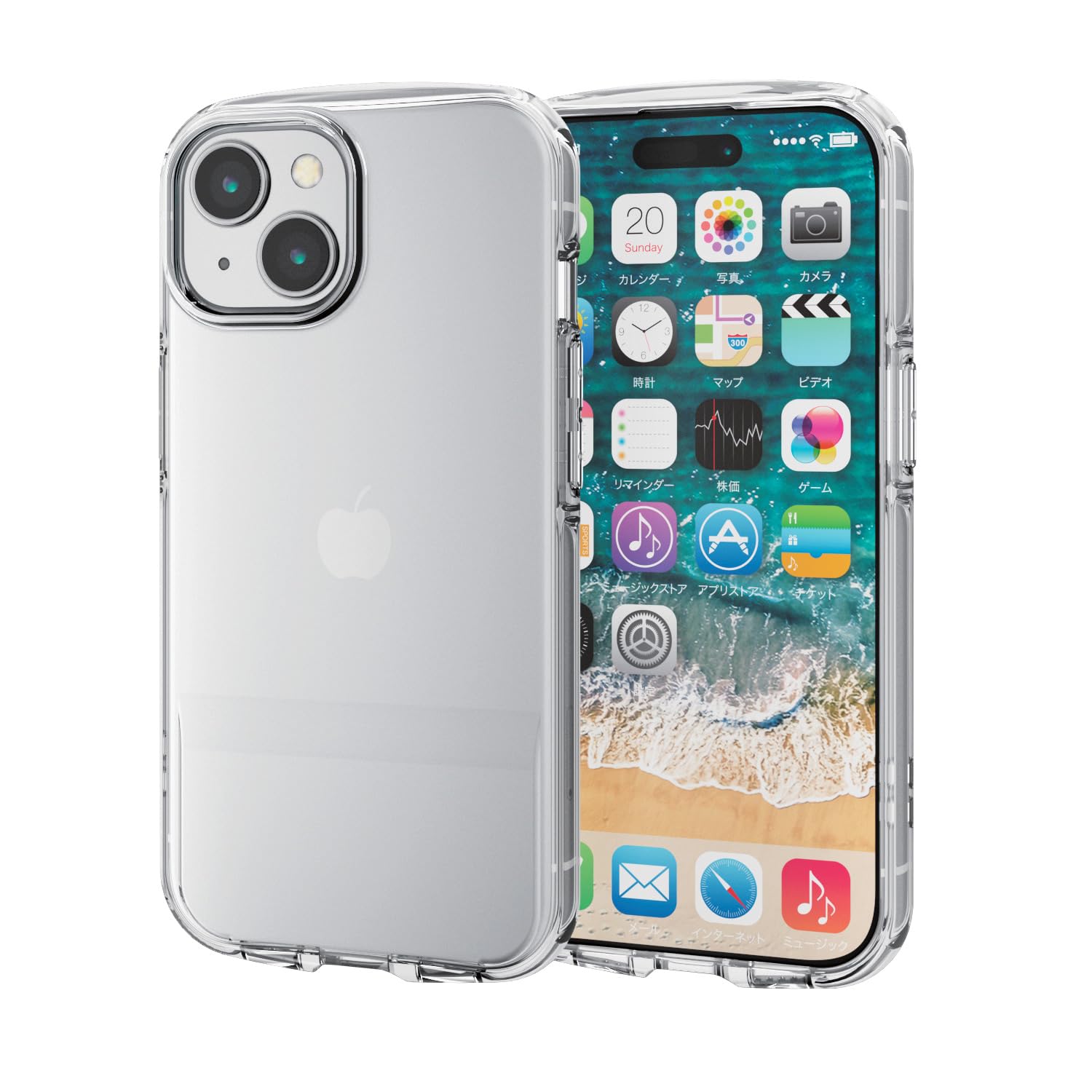 エレコム i Phone15 ケース TOUGH SLIM LITE ソフト オールクリア ストラップシート付き ストラップホール付き クリア PM-A23ATSLUCCR