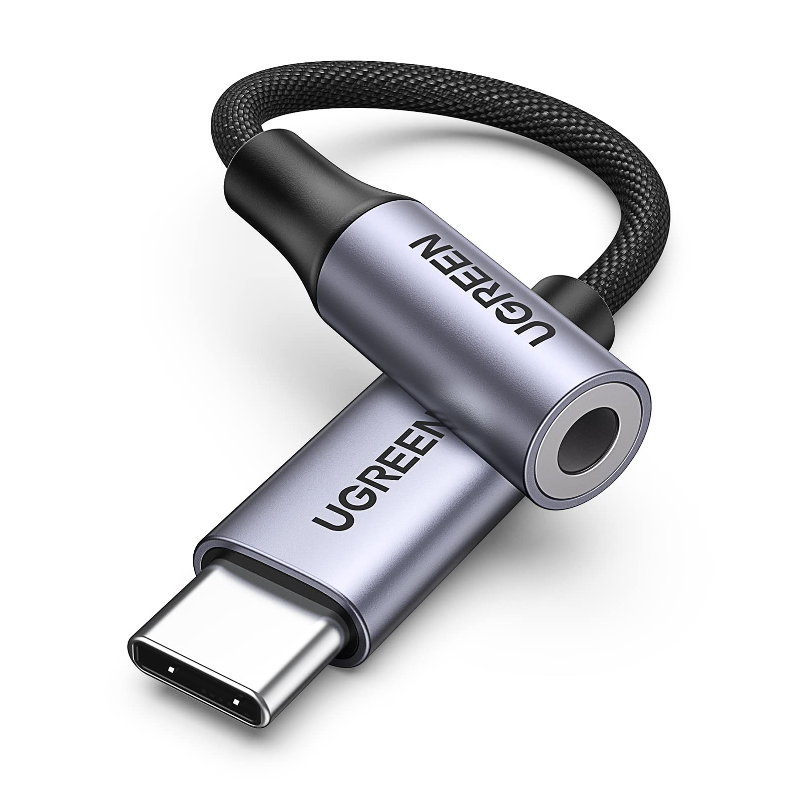 2個入り UGREEN USB C イヤホンジャック 変換 USB C-3.5mm イヤホン変換アダプター DAC 24bit/96KHz対応 ハイレゾ音質 タイプc イヤホン 変換 ナイロン編み 音