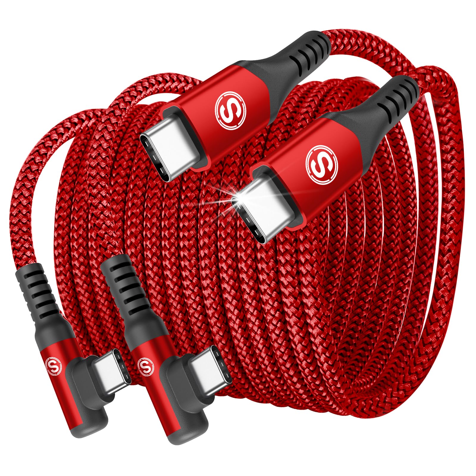タイプc ケーブル L字2本セット 2m+2m Sweguard USB C-C ケーブルPD QC3.0対応60W急速充電 i Phone15 充電ケーブル充電器 Type-c アイフォン15/いp