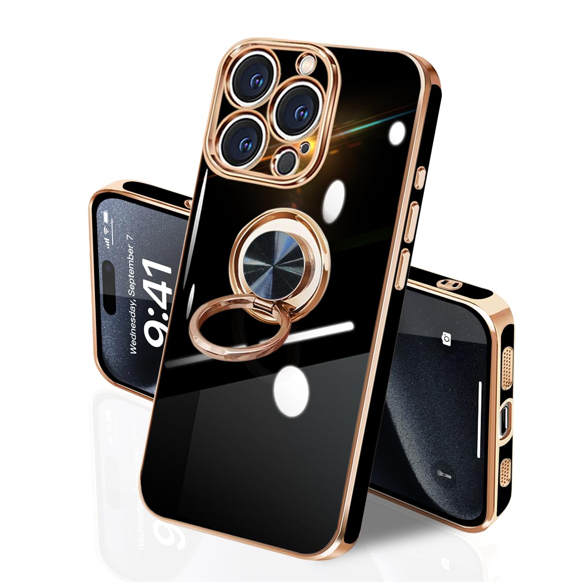 i Phone 15Pro Max ケース リング付き イフォン15Pro Max リング TPU カバー 全面保護 耐衝撃 スマホケース 360°回転 スタンド機能 携帯カバー 車載ホルダー対応 ス