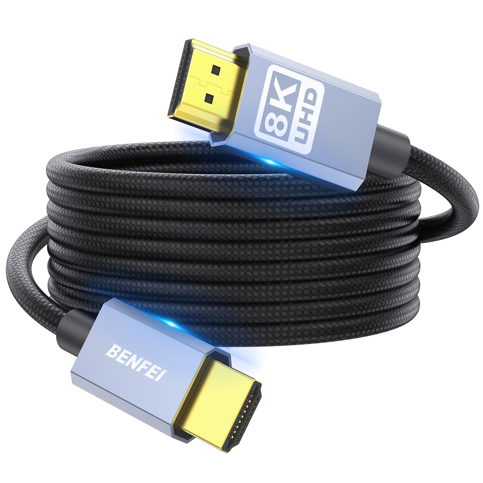 2024新登場細モデル BENFEI HDMI 2.1 HDMIケーブル 1.8m 8K HDMI 超高速 48Gbps 8K@60Hz 4K@240Hz 144Hz 120Hz、アルミニウム シェル、ナ