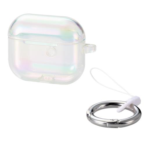エレコム Air Pods 第3世代 専用 ケース 可愛い me オーロラ ソフト カラビナ付き ワイヤレス充電対応 オーロラクリア AVA-AP5UCACR