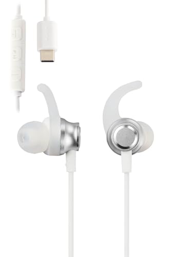 エレコム タイプC イヤホン 有線 dac内蔵 音量調整 カナル型 サイズが選べるイヤーアーム付き シルバー EHP-DF12CMSV