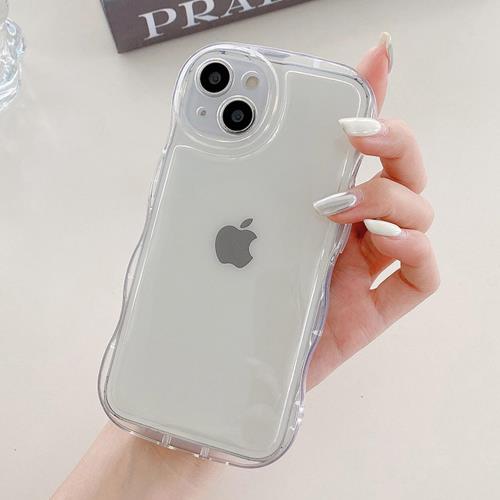 QLTYPRI i Phone 14 ケース クリア TPUカバー ウェーブ おしゃれ 韓国 可愛い i Phone14ケース アクスタ収納 透明 薄型 軽量 耐衝撃 スマホケース ワイヤレス充電対応
