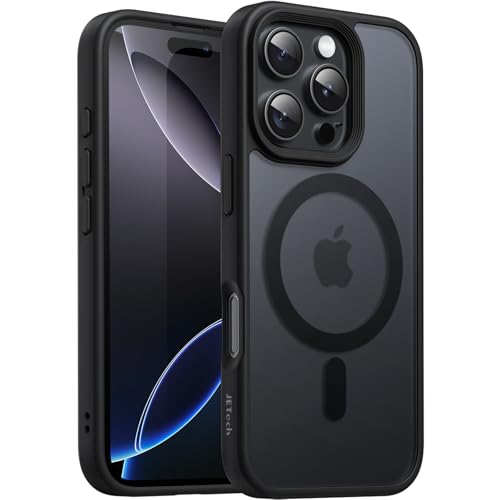 JETech i Phone 16 Pro Max 6.9インチ用 マグネット ケース Mag Safeに対応 半透明のマット背面 薄型 耐衝撃 カバー (ブラック)