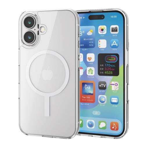 エレコム i Phone 16 ケース クリア マグネット MAGKEEP ハイブリッド ワイヤレス充電対応 4つ角エアークッション ホワイト PM-A24AMAG02WH