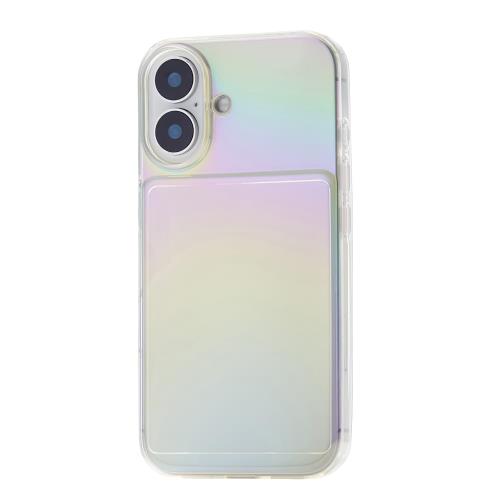 エレコム i Phone 16 ケース クリア オーロラ 推し活 背面ポケット マイクロドット加工 ソフト TPU ワイヤレス充電対応 [写真やカードを収納できる] クリアオーロラ PM-A24AUC