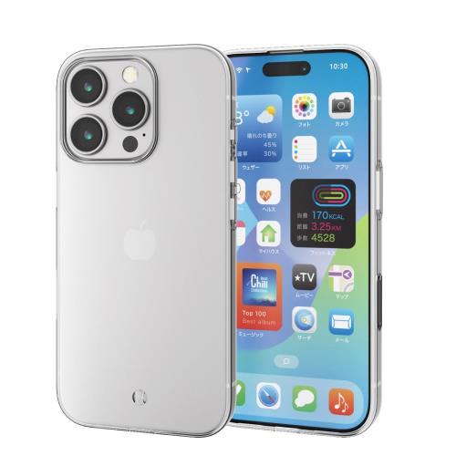 エレコム i Phone 16 Pro ケース クリア 薄型 ソフト TPU ストラップホール付き クリア ワイヤレス充電対応 PM-A24CUCTCR